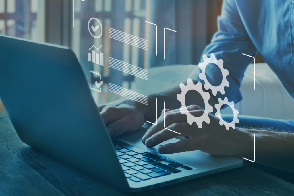 Business,Developer,Hand,Using,Kanban,Board,Framework,On,Virtual,Modern