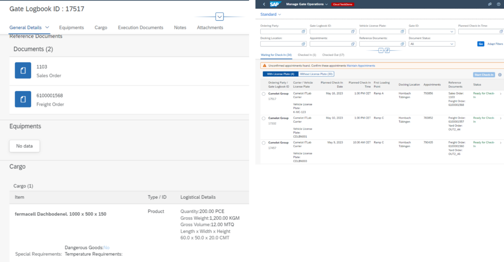 Fig 6 The Gate Operations Management App offers all necessary details in the Gate Logbook